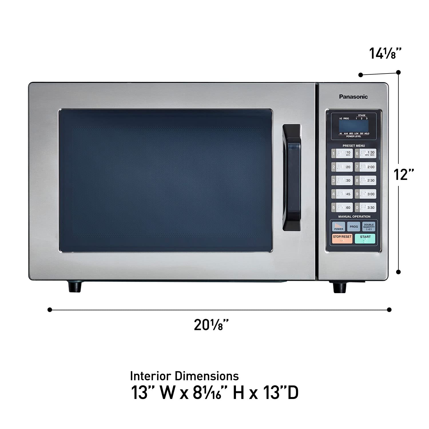 Panasonic NE1054F 1000W Commercial Microwave Oven - 10 Programmable Memory, Stainless Steel - Perfect for Restaurants, Cafes & Commercial Kitchens