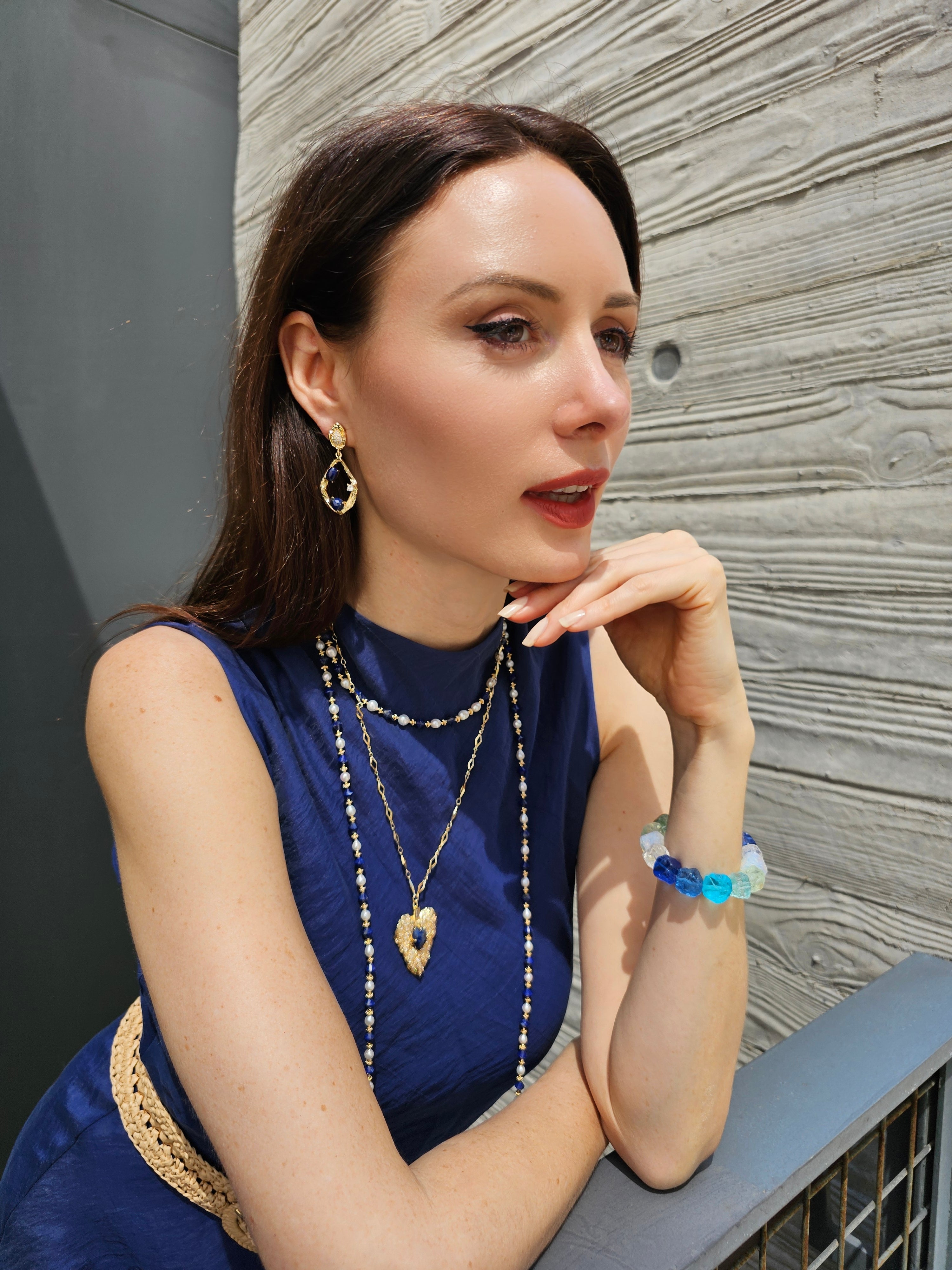 Lapis Lazuli Teardrop Statement Earrings for Women - Elegant Blue Stone Dangle Earrings for Party, Wedding & Special Occasions
