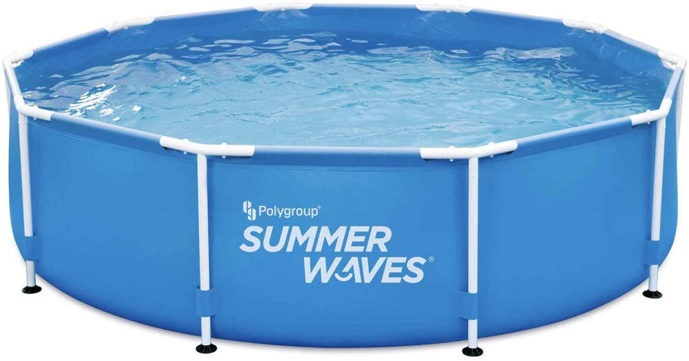 Summer Waves 10ft x 30in Round Metal Frame Above Ground Swimming Pool for Backyard, Garden, and Outdoor Family Fun