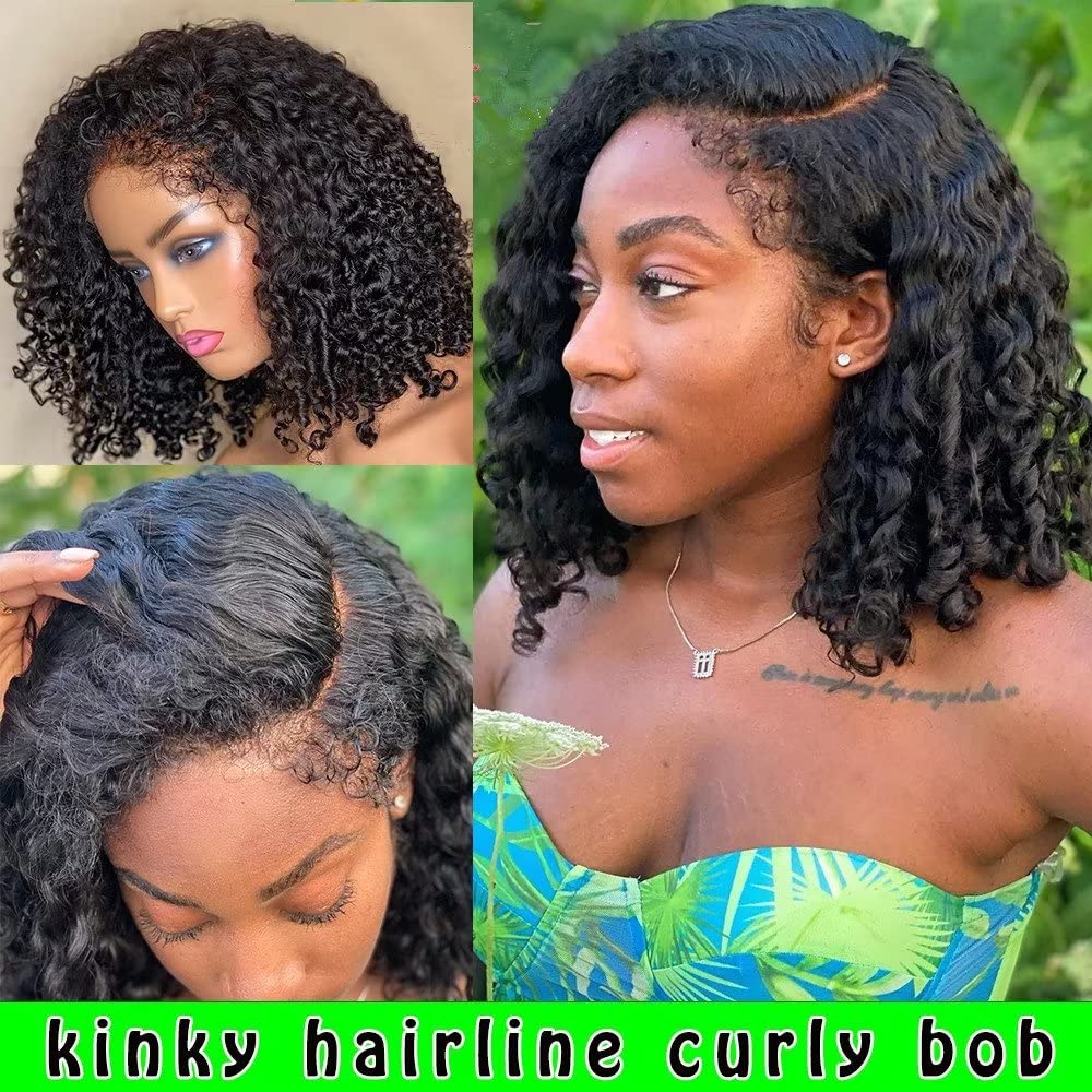 HD Lace Short Deep Wave Human Hair Lace Front Wig - 13x6 Pre Plucked 150% Density Glueless Bob Wig with Baby Hair | Brazilian Virgin Hair | 10 Inch Short Curly Bob Wig for Women - Perfect for Daily Wear, Parties & Special Occasions