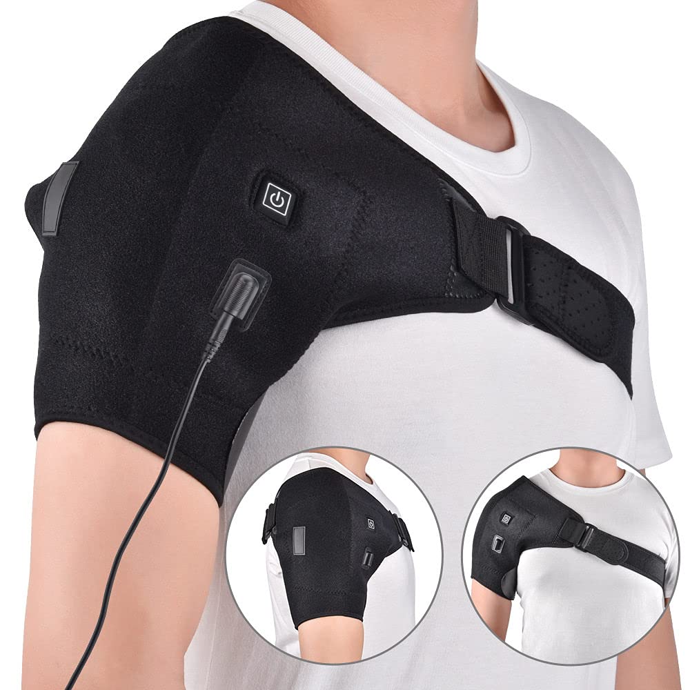 Heated Shoulder Brace for Pain Relief - Adjustable Hot & Cold Therapy Wrap for Frozen Shoulder, Bursitis, Tendonitis - Ideal for Work, Sports & Daily Comfort