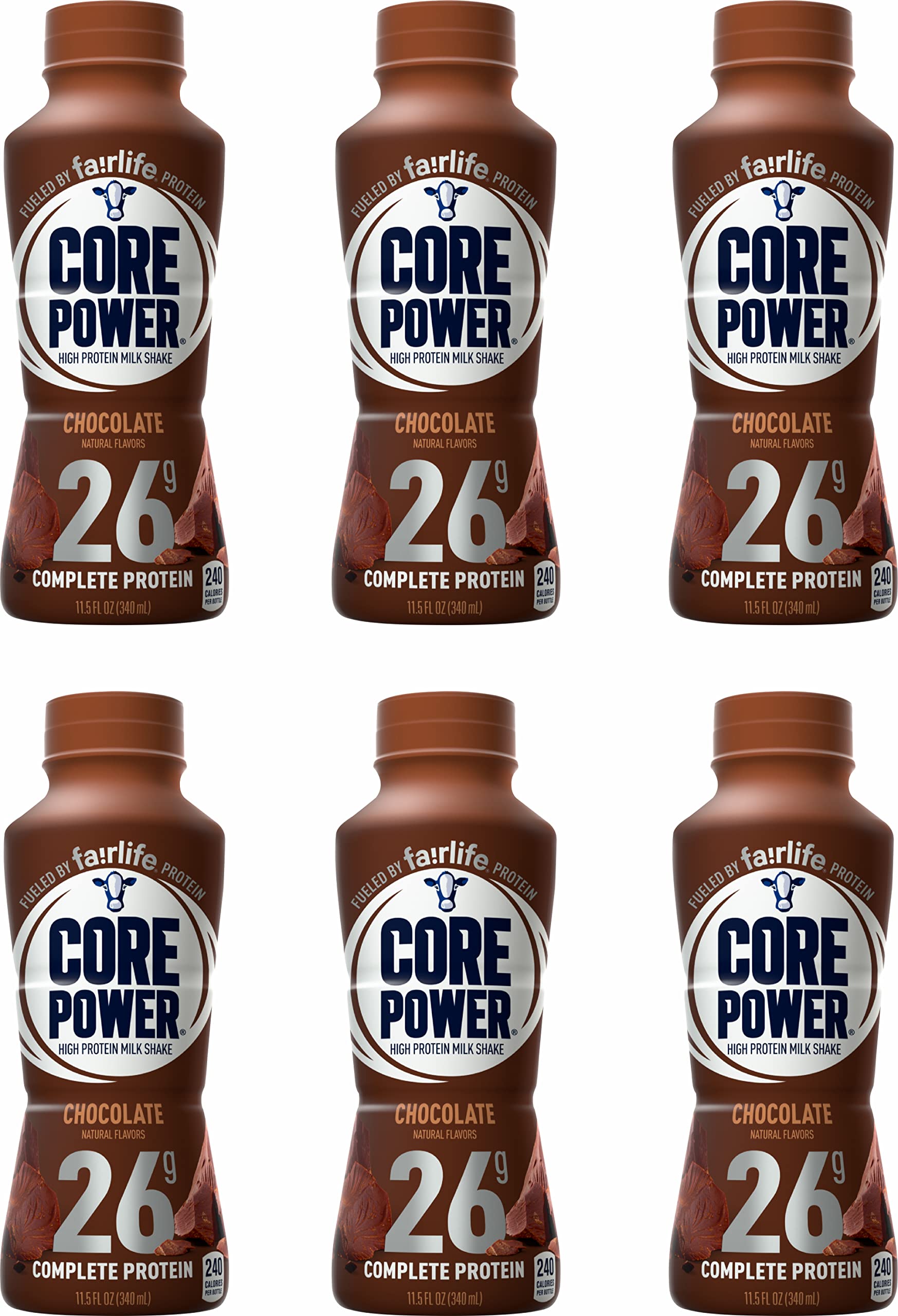 Fairlife Core Power High Protein Chocolate Milk Shake - 26g Protein, 14 fl oz, Ready to Drink, Pack of 6 Bottles | Post-Workout Recovery, Breakfast Boost & Healthy Snack Alternative