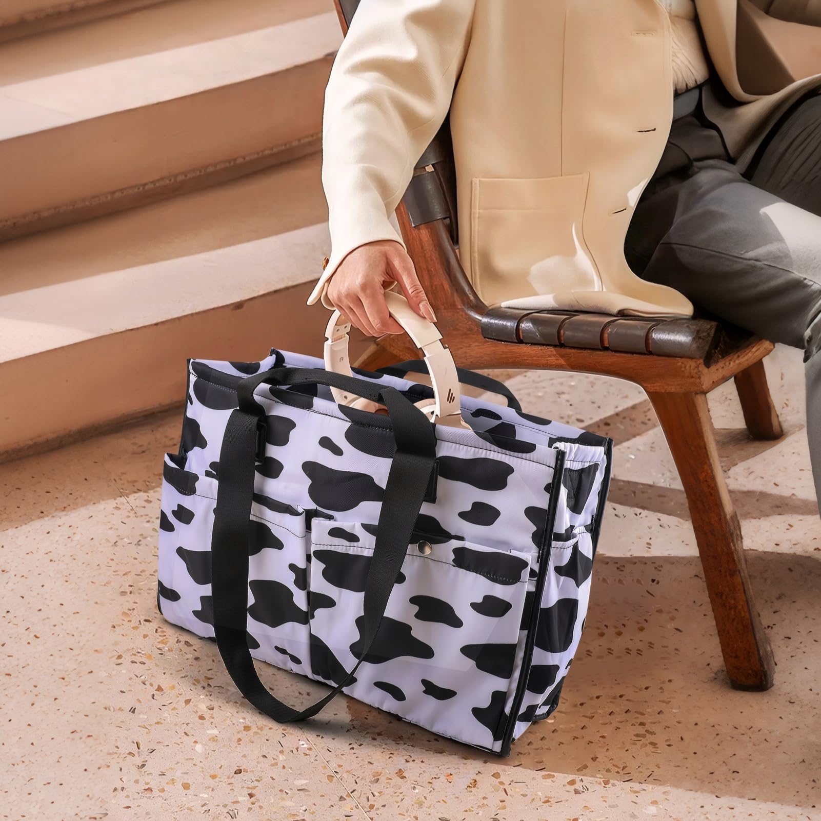 Stylish Large Tote Bag for Women - Embroidered Weekender Handbag with Spacious Compartment | Perfect for Travel, Work, and Shopping