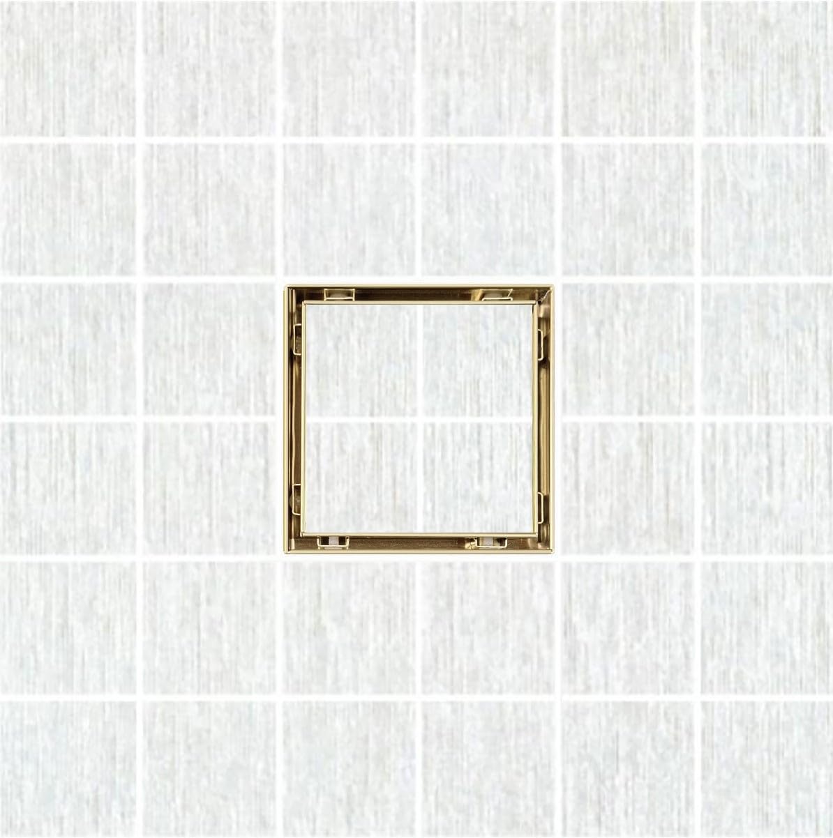 SereneDrains 5 Inch Square Shower Drain - 304 Stainless Steel Tile Insert Design with Hair Catcher & Strainer - Satin Gold Shower Floor Drain Set for Bathroom Remodel & Wet Room Installation