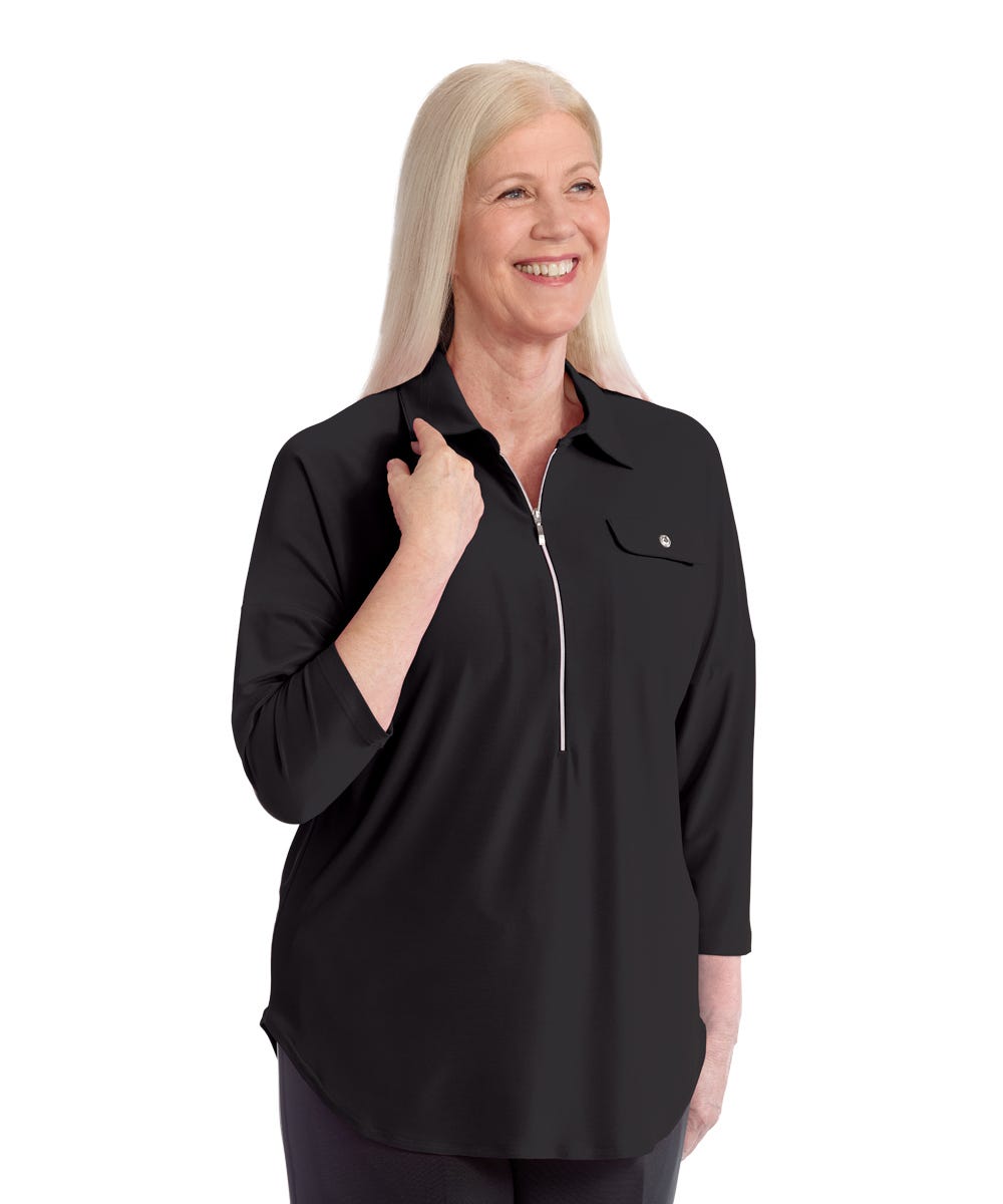 Women's Easy Zip Front Top for Independent Dressing - Comfortable Pullover Shirt for Seniors & Disabled Adults - Perfect for Arthritis & Limited Mobility (Home Care, Assisted Living, Physical Therapy)