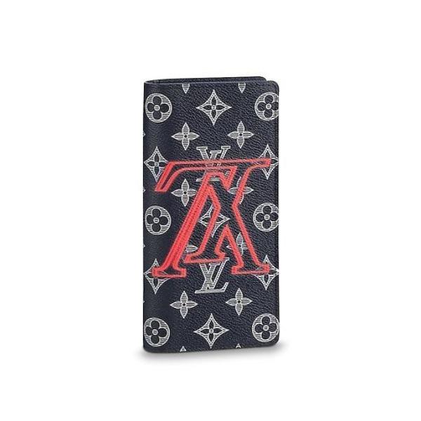 Authentic LV Brazza Wallet Monogram Upside Down Canvas in Infrarouge with Initials - Luxury Men's Bifold Wallet for Everyday Use & Travel Essentials