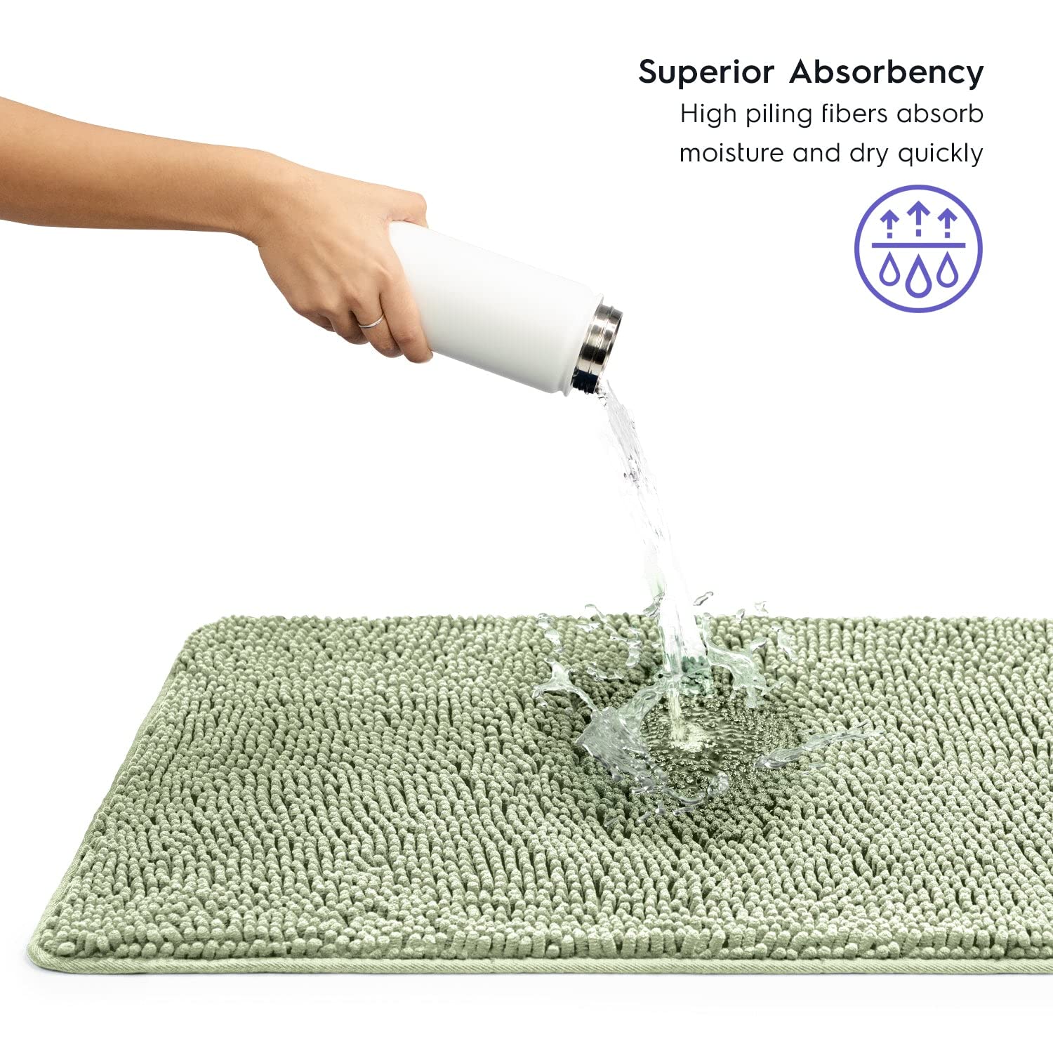 Premium Tafts Bathroom Rugs - Ultra Soft Chenille Microfiber Bath Mat with Extra Thick Memory Foam, Super Absorbent & Machine Washable, Non-Slip Shaggy Bathroom Rug (21