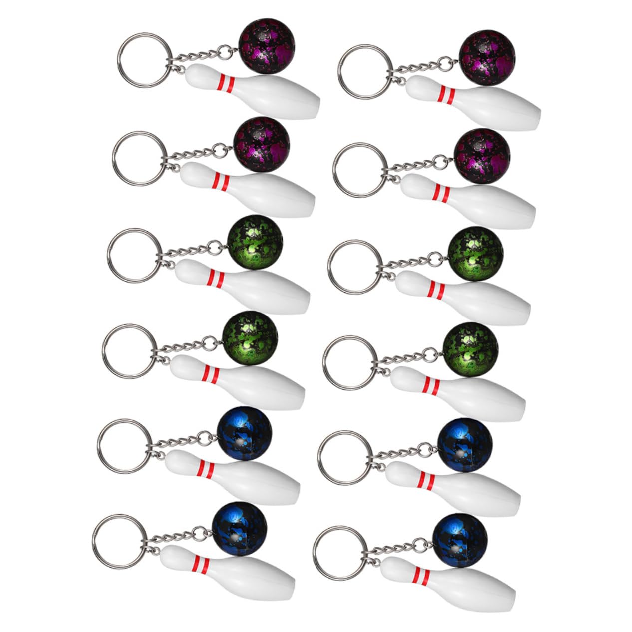 Yardwe 12pcs Mini Bowling Keychain Set - Exquisite Bowling Pendants, Delicate Hanging Keychains, Sports Themed Party Favors, Key Rings & Decorations for Bowling Enthusiasts and Event Gifts