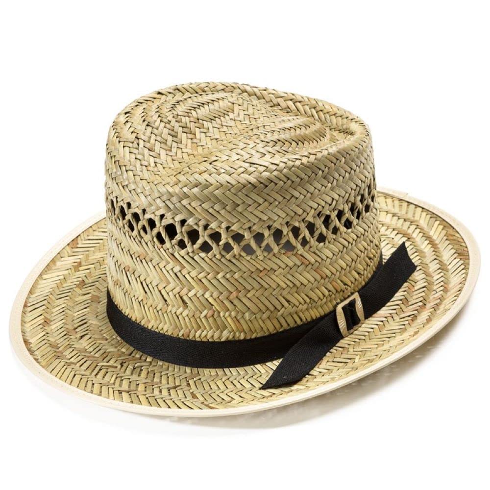 Amish-Made Men's Straw Sun Hat with Black Band & Ventilation - Breathable Summer Beach Hat for Outdoor Activities, Gardening, and Vacation