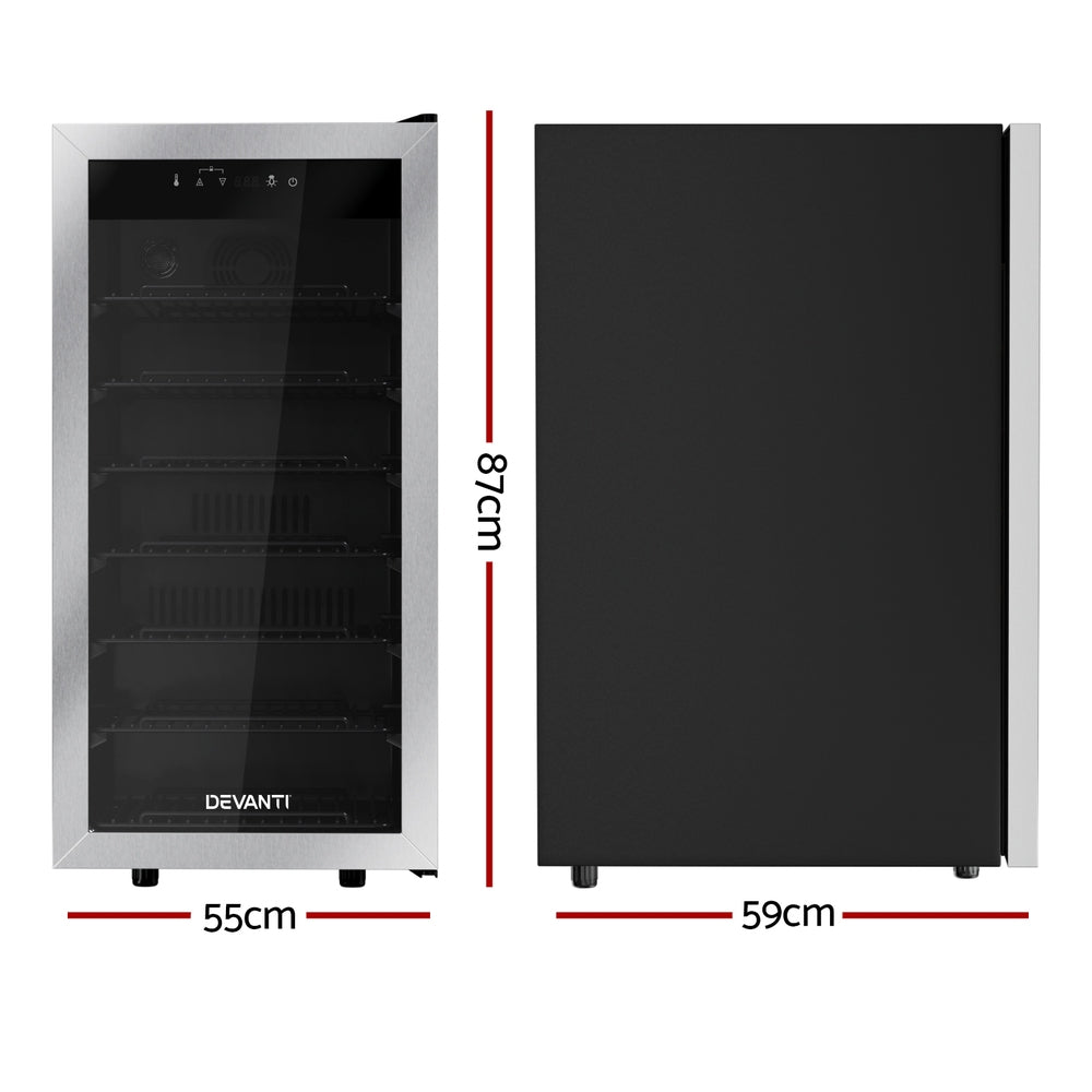 Devanti 42 Bottle Dual Zone Wine Cooler Refrigerator - Freestanding Wine Fridge for Red & White Wines - Perfect for Home Bar, Kitchen, or Basement Wine Storage