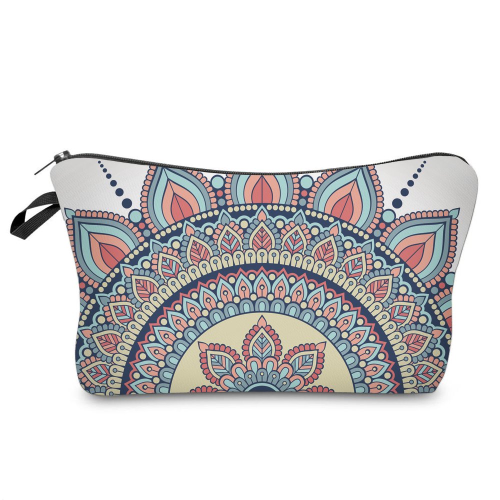 Deanfun Waterproof Cosmetic Bag for Women - Large Mandala Flower Makeup Pouch, Roomy Travel Toiletry Organizer, Perfect Gift for Her | Ideal for Travel, Gym, Beach & Daily Essentials Storage