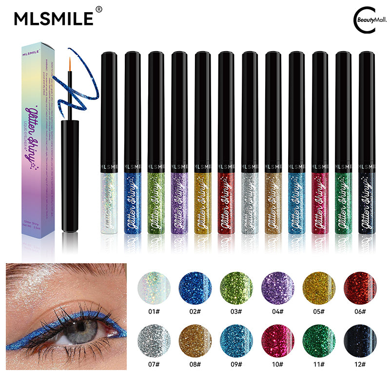 MLSMILE Waterproof & Long Lasting Glitter Liquid Eyeliner - Smudge Proof, Vibrant Colors for Party, Halloween, Cosplay & Everyday Makeup