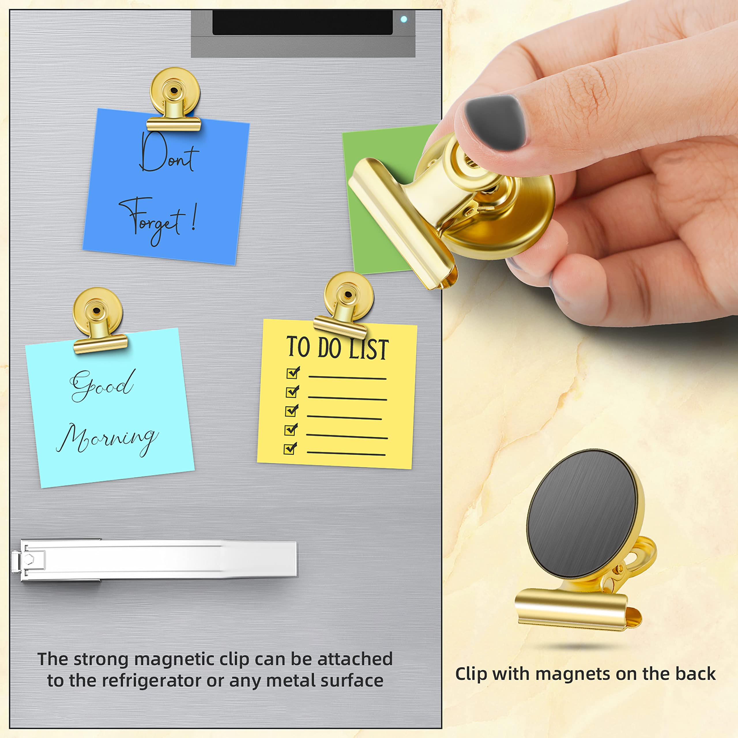 Grtard 12 Pack Heavy Duty Magnetic Clips - Strong Refrigerator & Whiteboard Magnets - Non-Scratch Metal Magnet Clips for Fridge, Office, Locker - Perfect for Organizing Notes, Photos & Documents