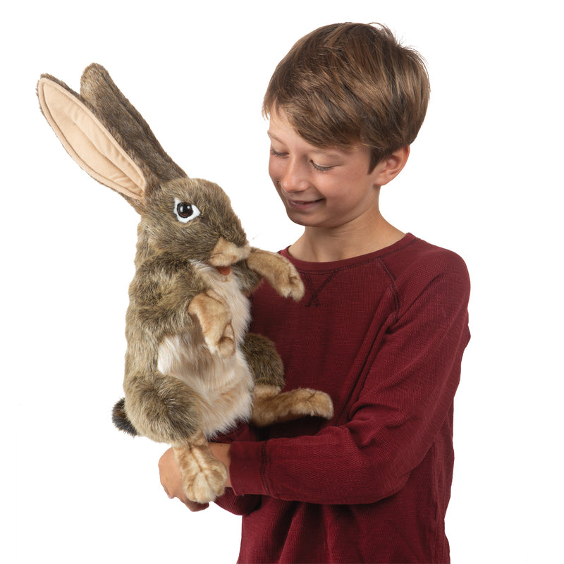 Jack Rabbit Hand Puppet by Folkmanis - Realistic & Interactive Stuffed Animal Toy for Kids, Storytelling, and Educational Play