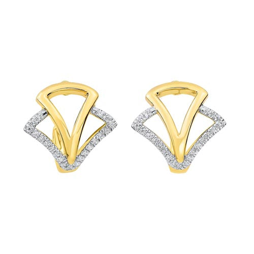 14K Yellow Gold Diamond Geometric Earrings (1/8 Ct. Tw.) - Elegant Jewelry for Women, Perfect for Parties, Weddings & Special Occasions