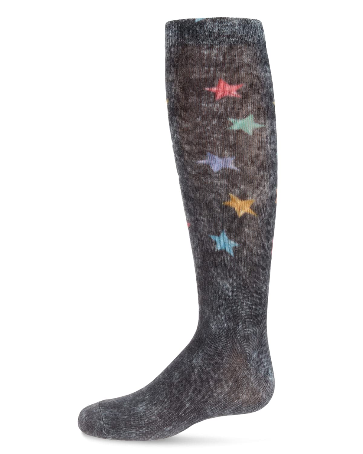 MeMoi Distressed Wash Denim Star Print Knee High Socks for Girls - Stylish & Comfortable for School, Outfits & Casual Wear