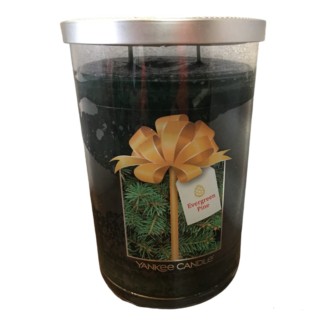 Yankee Candle Evergreen Pine Large 2-Wick Tumbler Candle - 22oz Holiday Scented Candle for Christmas Decor, Home Fragrance & Cozy Winter Ambiance