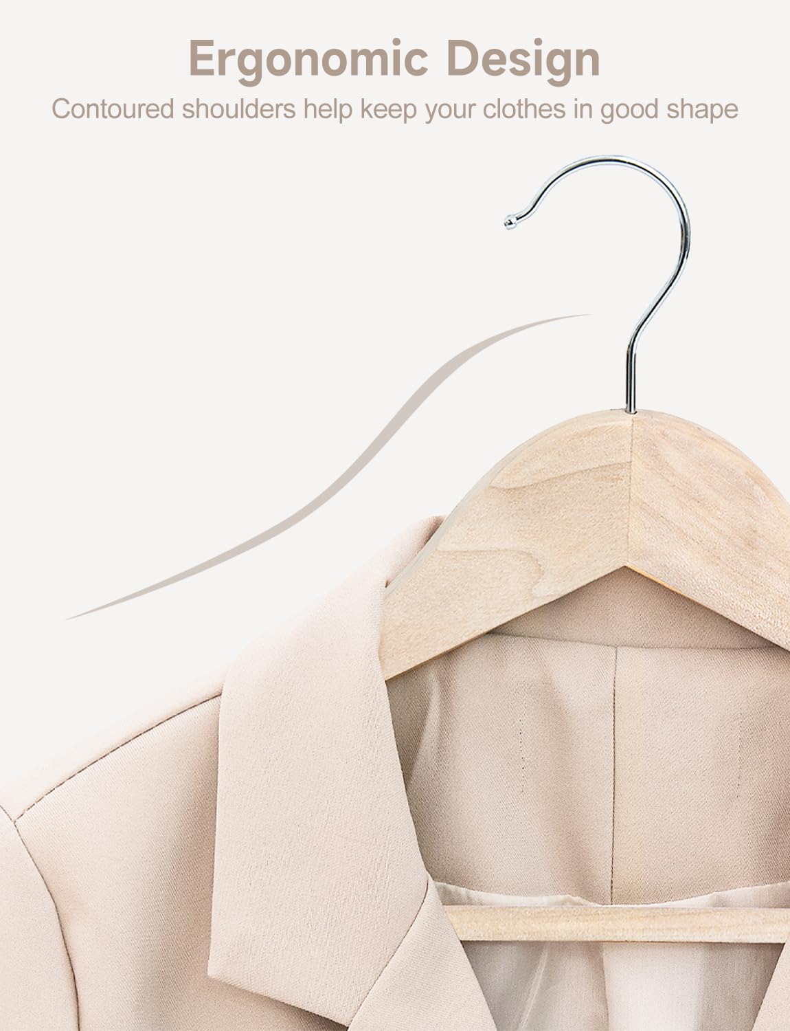 Premium Lotus Wooden Clothes Hangers - Heavy-Duty Natural Wood Coat Hangers for Shirts, Jackets, Pants, Suits & Sweaters (20 Pack) - Ideal for Closet Organization, Retail Stores & Luxury Garment Display