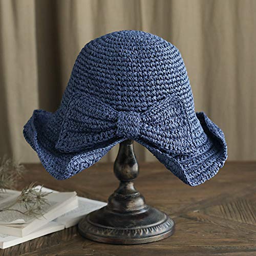 Women's Wide Brim Straw Sun Hat with Raffia Bow - UPF 50+ UV Protection Summer Beach Hat for Outdoor, Travel, and Vacation - Floppy Panama Bucket Hat for Sun Shade (Color 2)