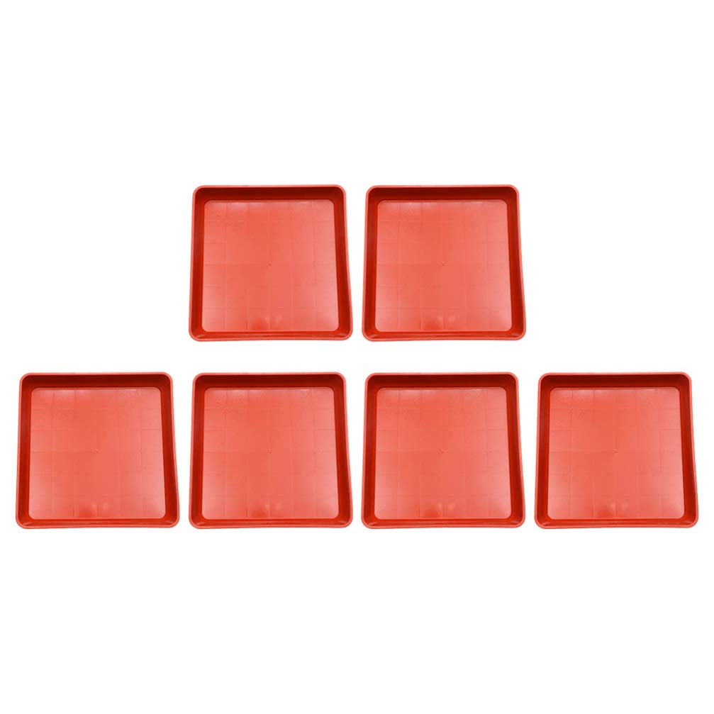 Cabilock 6-Piece Plastic Plant Saucers - 180mm Square Drip Trays for Flower Pots | Indoor/Outdoor Garden Water Catcher | Perfect for Potted Plants, Balconies & Greenhouses