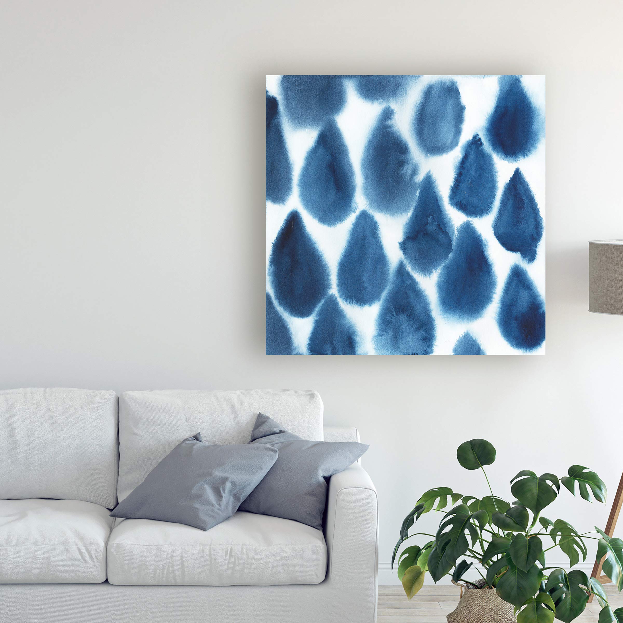 Grace Popp Indigo Bleed III - 18x18 Premium Canvas Wall Art Print, Modern Abstract Painting for Living Room, Bedroom & Office Decor