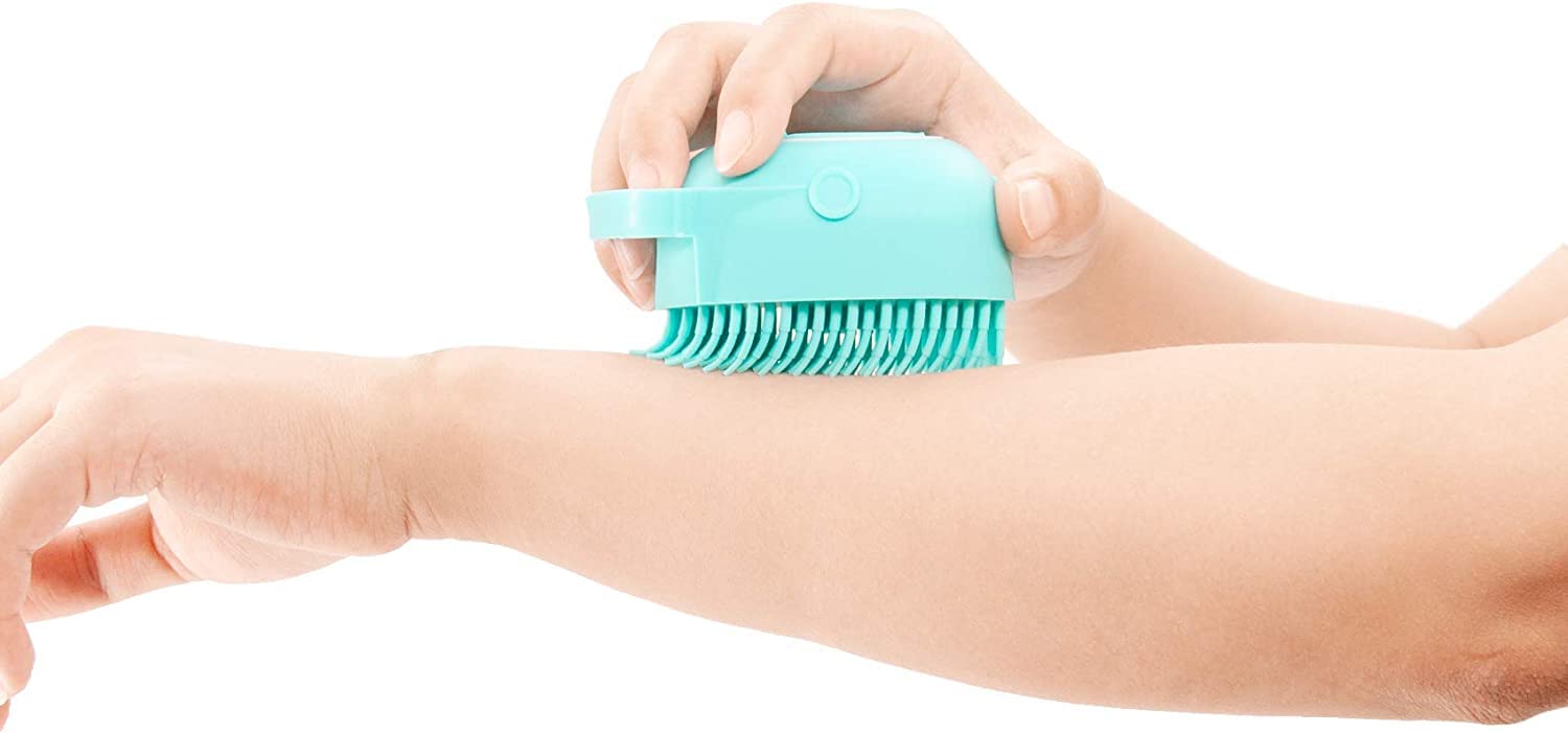 CHITDAX Silicone Body Scrubber & Exfoliating Shower Brush with Soap Dispenser - Soft Bath Brush for Kids & Adults - Pack of 2 Multicolor - Perfect for Gentle Exfoliation & Deep Cleansing in Shower or Bath