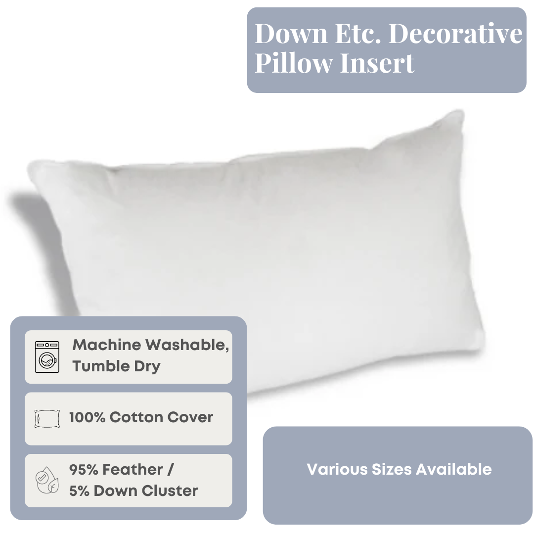 Premium Down Alternative Decorative Pillow Insert - Soft & Fluffy Rectangle Cushion for Sofa, Bed, or Home Decor