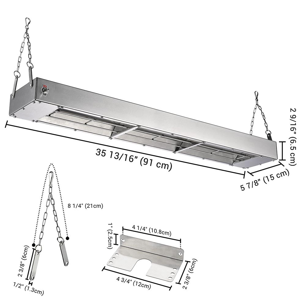 36 Inch Commercial Food Heater Strip Warmer - 110V 1000W Countertop Buffet Warmer for Restaurants, Catering & Home Kitchens