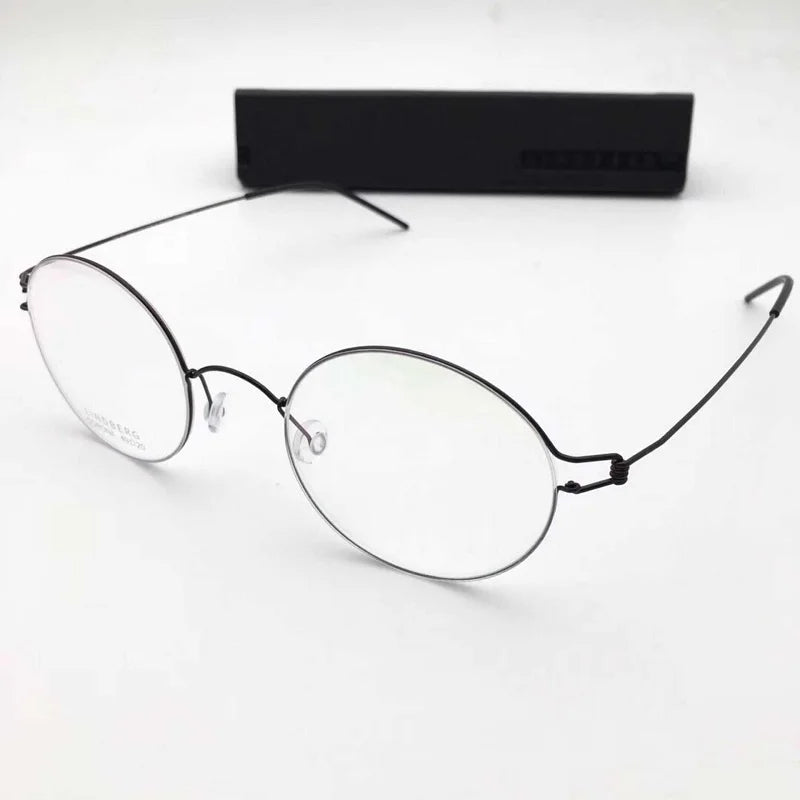 Unisex Full Rim Oval Round Screwless Titanium Eyeglasses 45135 - Lightweight & Durable Frame for Men & Women - Perfect for Reading, Work & Everyday Use