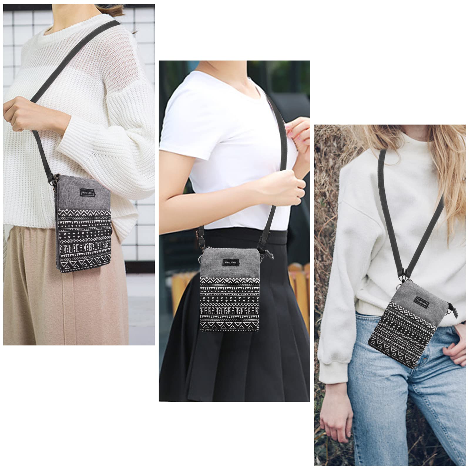 WITERY Leaf Pattern Canvas Crossbody Phone Purse - Lightweight Small Wallet Bag for Women & Girls | Perfect for Daily Use, Travel, Shopping & Outdoor Activities