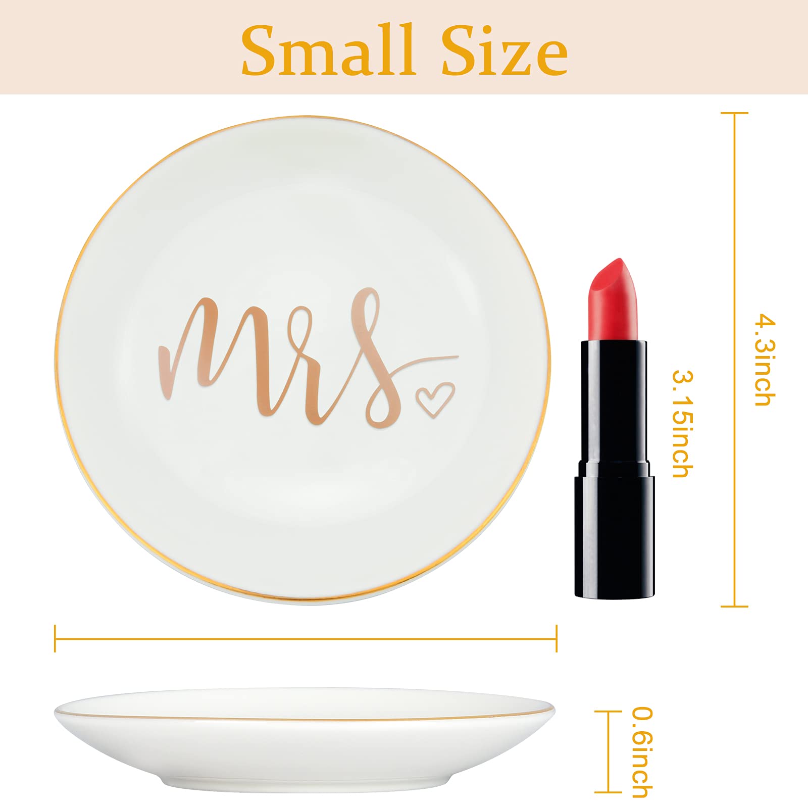 Elegant Jewelry Dish for Women - Engagement Ring Holder, Wedding Gift for Bride, Mrs Jewelry Dish - Perfect for Proposal, Wedding & Anniversary Gifts (Great for Bedside, Bathroom & Travel)