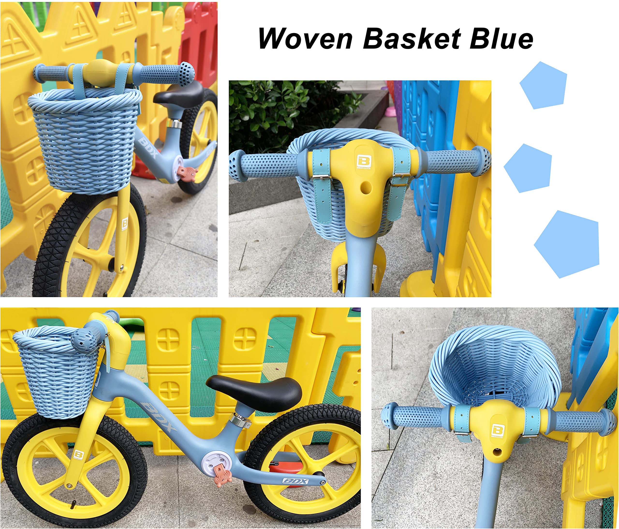 Meghna Woven Mini Bike Basket for Kids - Handlebar Basket for Boys & Girls Bicycles & Scooters - Multi-Color Options - Perfect for School, Park Rides & Errands
