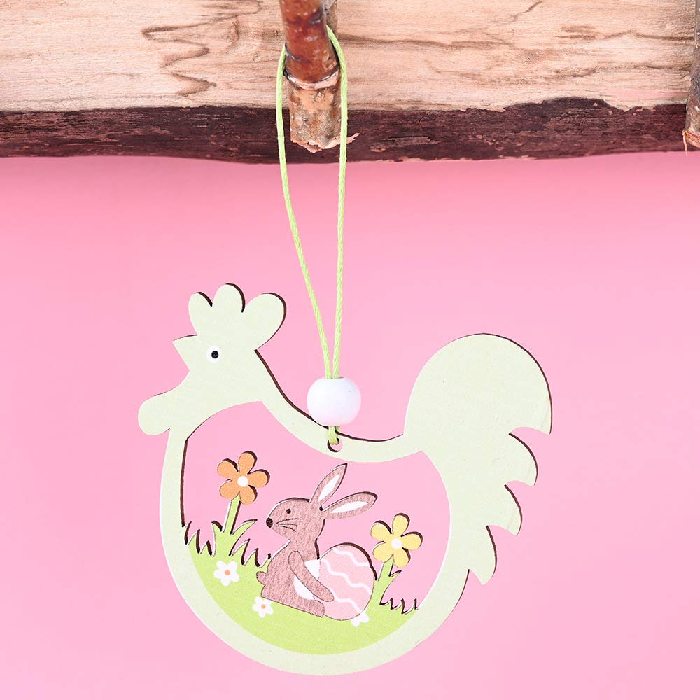 8PCS Easter Wooden Hanging Ornaments Set - Hand-Painted Easter Egg, Bunny, Chick & Bird Wood Cutouts - Easter Tree Decorations & Home Decorative Crafts (Perfect for Easter Party, Spring Home Decor & Gift Giving)