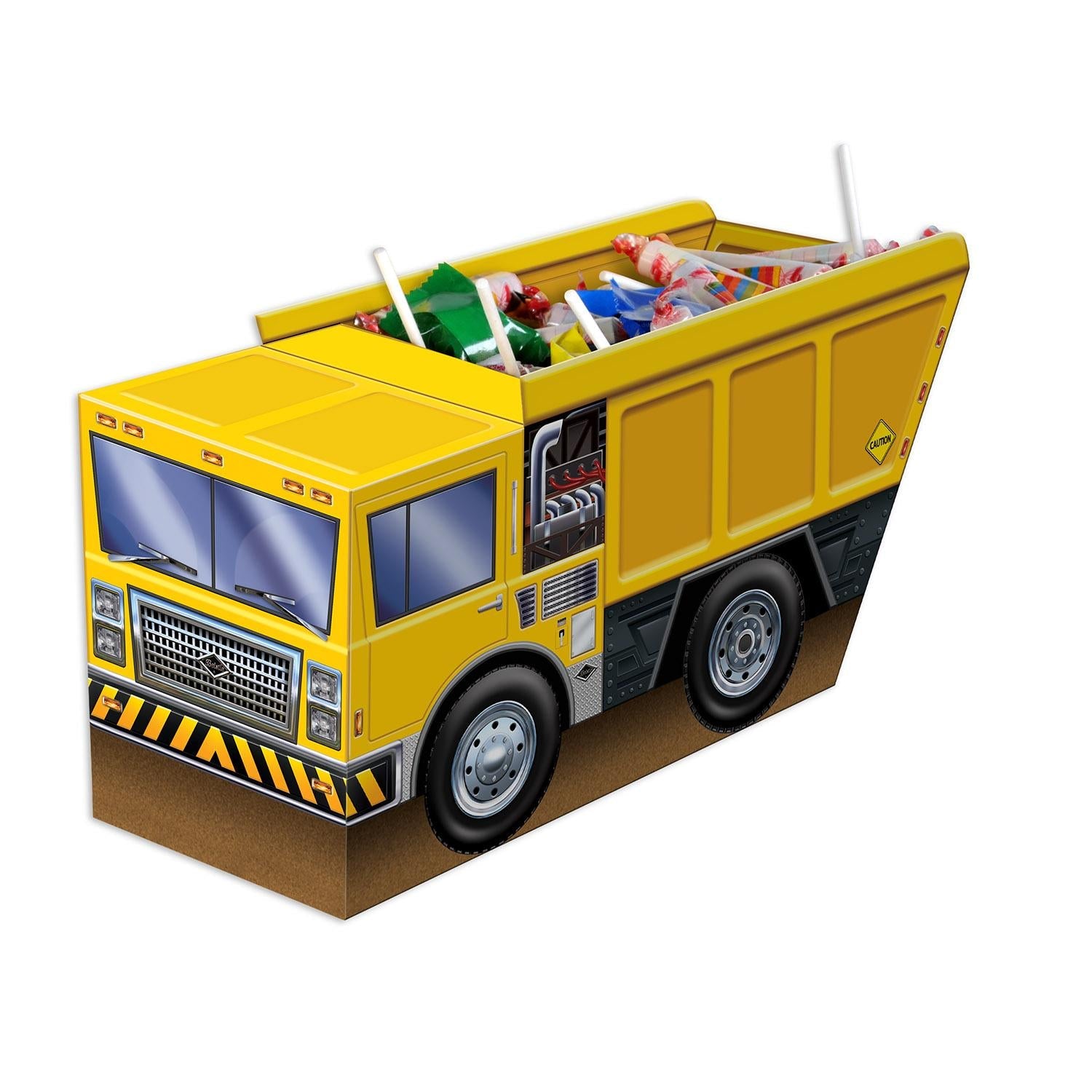 12 Pack Beistle 3D Dump Truck Centerpieces for Party Decorations - Construction Theme Birthday, Baby Shower & Graduation Party Supplies