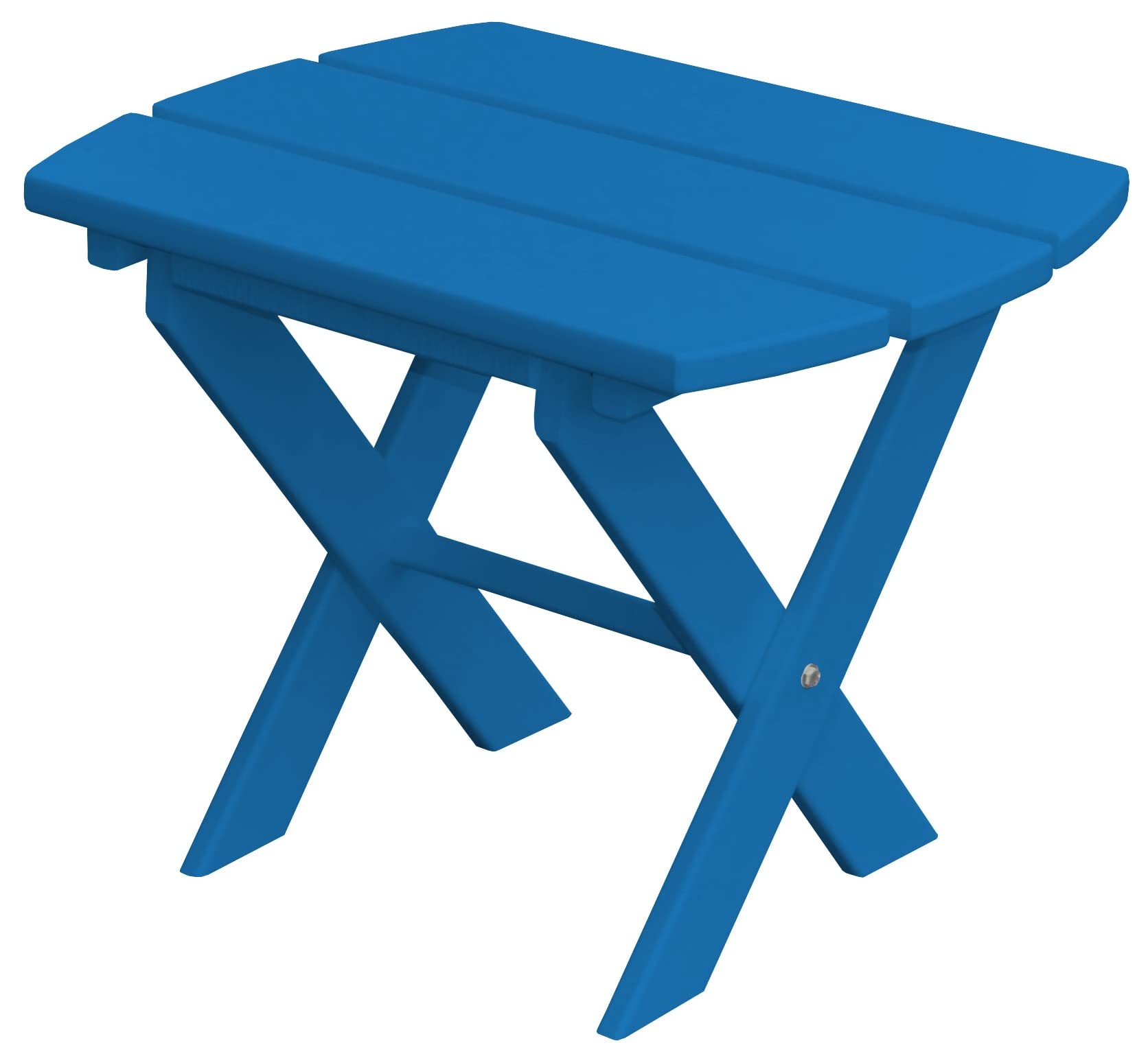 Folding End Table - Lightweight Poly Furniture for Patio, Balcony & Small Spaces | Blue Portable Side Table | Indoor Outdoor Use