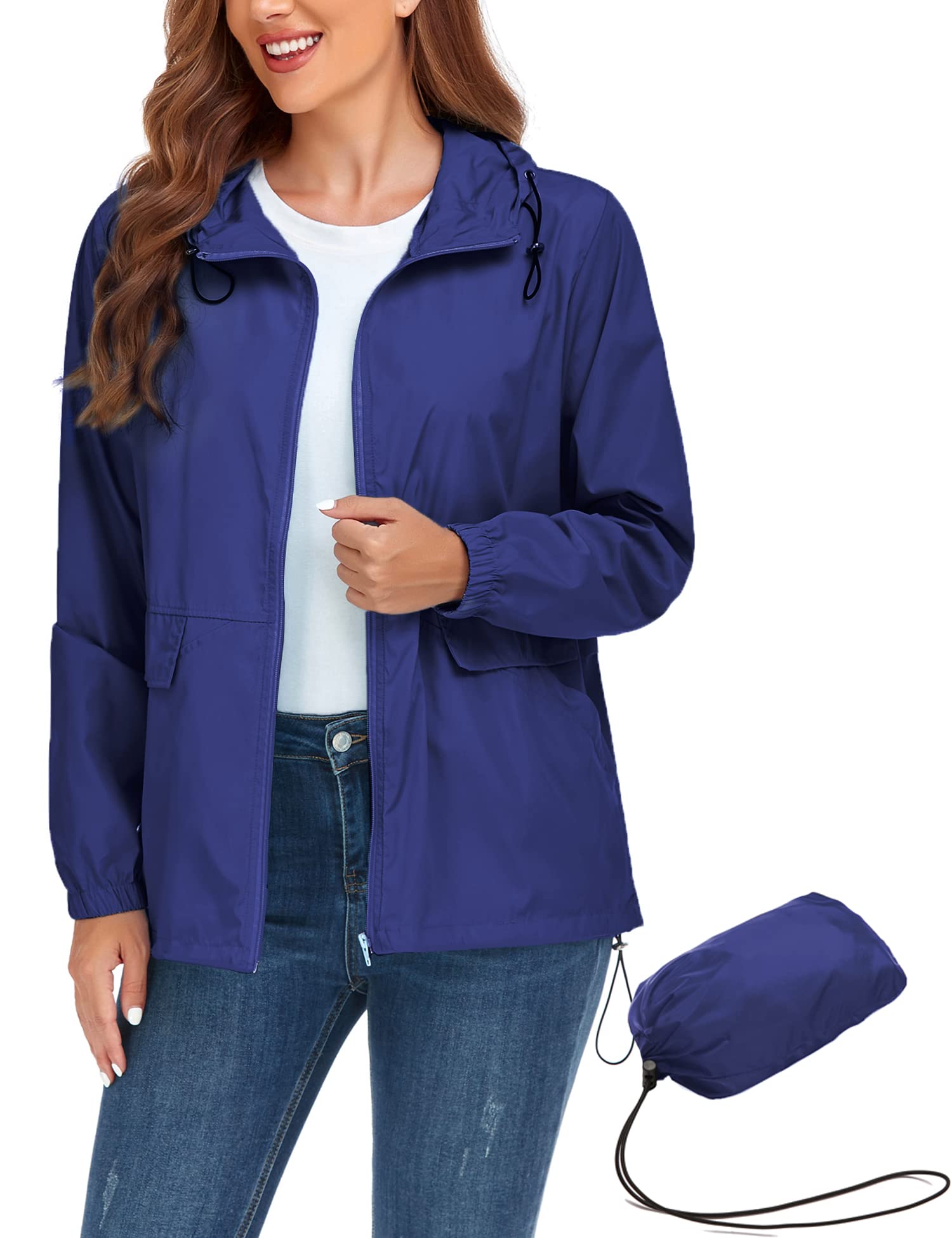 Lightweight Waterproof Raincoat for Women - Packable Windproof Hooded Jacket for Outdoor Activities (S-XXL) | Perfect for Hiking, Travel & Commuting