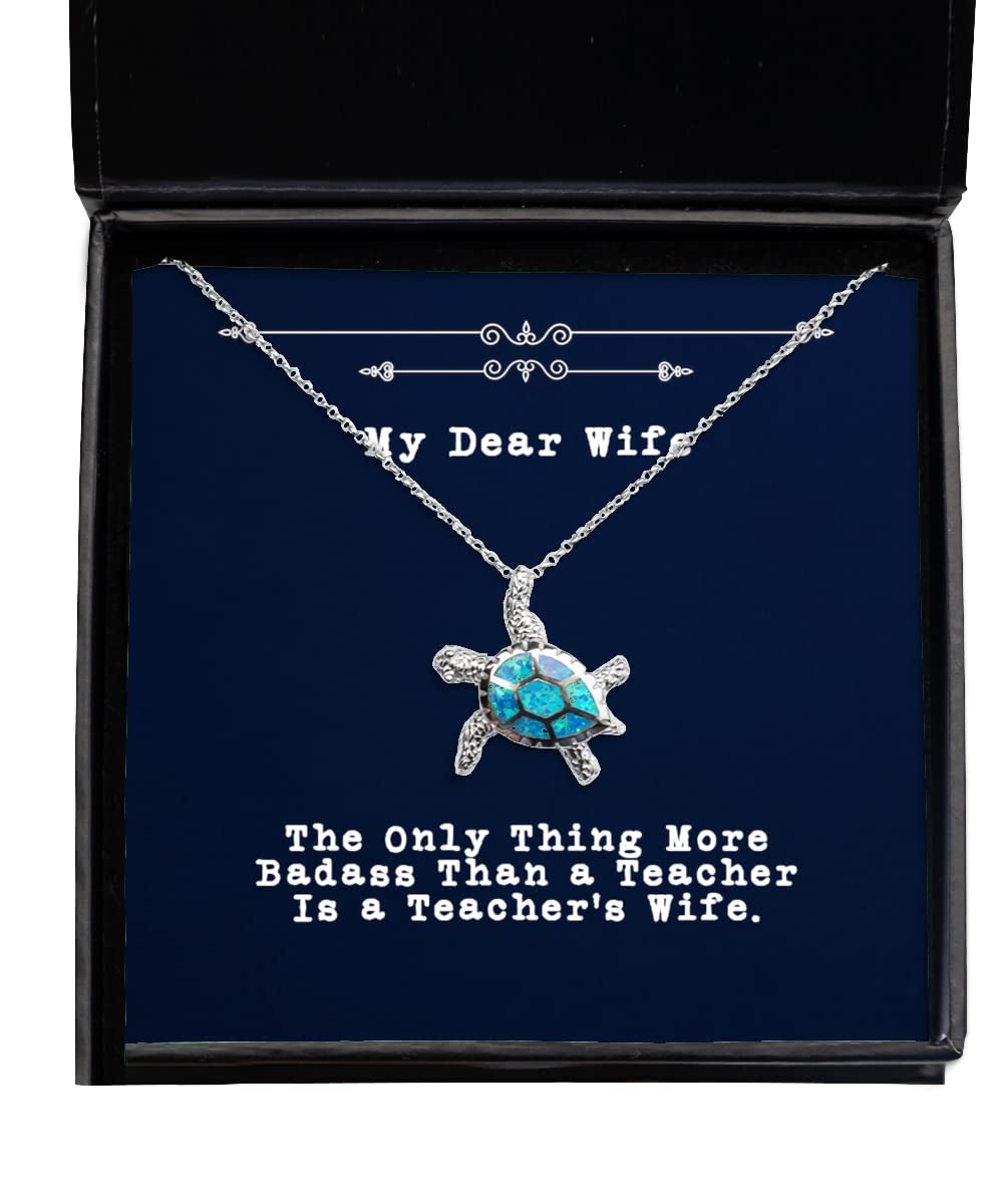 Badass Teacher Opal Turtle Necklace - Inspirational Jewelry Gift for Wife from Husband | Perfect for Anniversaries, Birthdays & Teacher Appreciation