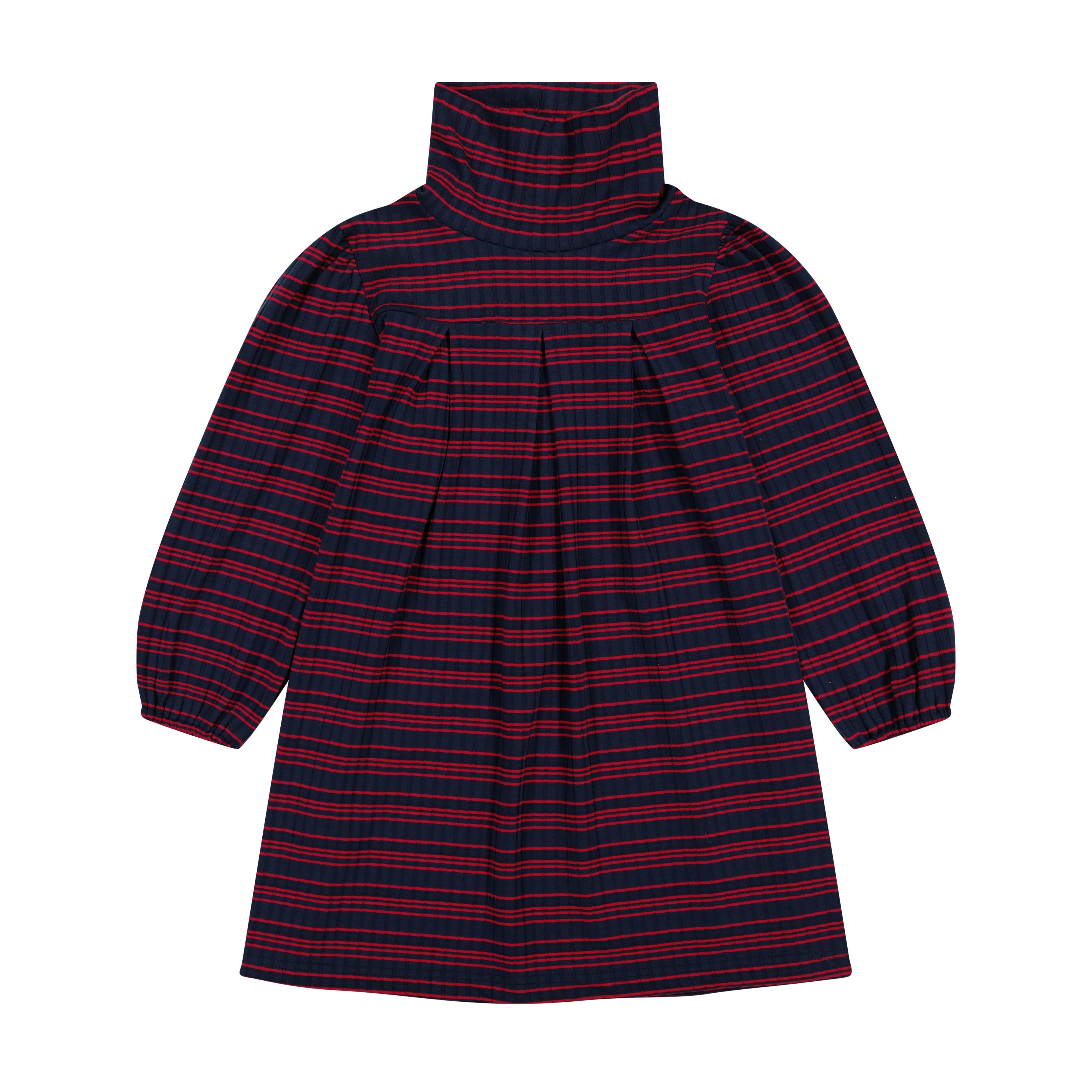 Suzy Girls Turtleneck Dress - Navy & Red Striped Long Sleeve Casual Knit Dress for Women | Perfect for Fall Winter, Office Wear, Christmas Party & Holiday Outfits