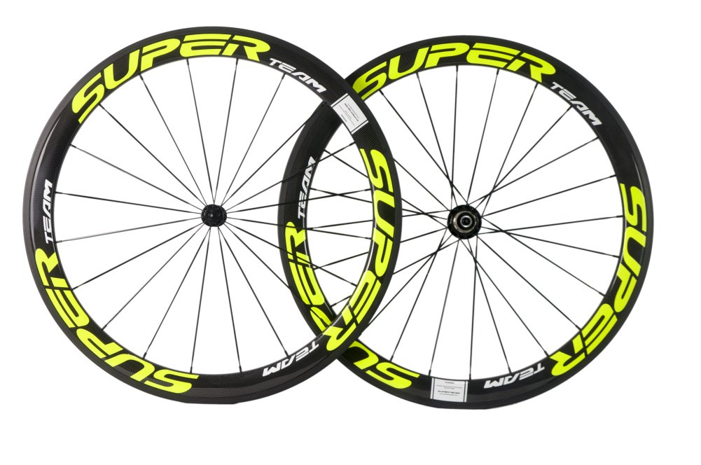 Superteam Carbon Fiber Road Bike Wheelset 700C Clincher - 50mm Deep 23mm Wide Matte Finish | Lightweight Aero Racing Wheels for Road Cycling & Triathlon Training