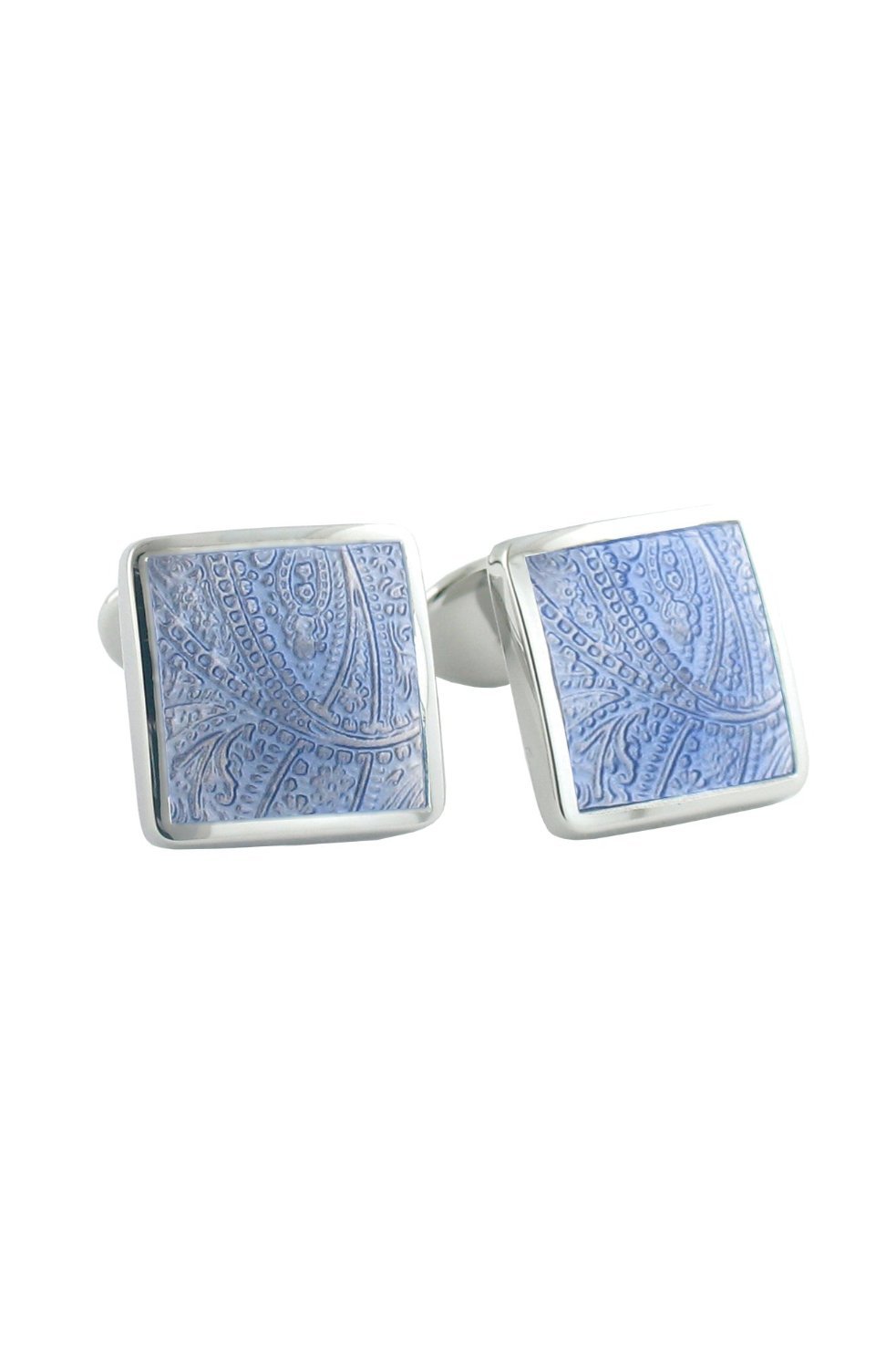 Sterling Silver Paisley Cufflinks for Men - Light Blue Elegant Dress Accessories (H95029802) | Perfect for Weddings, Business Meetings & Formal Events