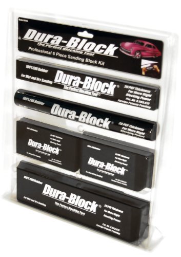 Dura-Block AF44A 6-Piece Sanding Block Set - Professional Sanding Tools for Woodworking, Auto Body Repair & DIY Projects - High-Quality Black Sanding Blocks for Smooth Finishing