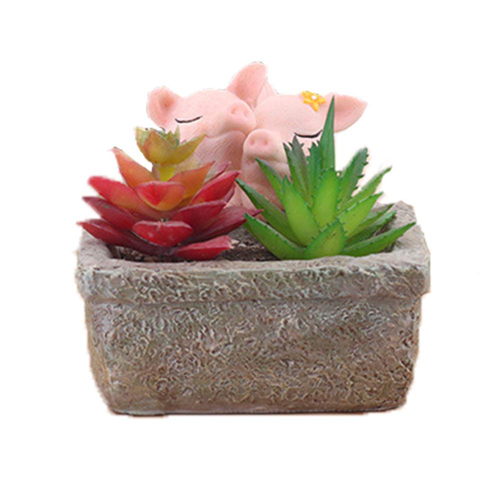 Ceramic Succulent Planter - Cute Couple Pig Flower Pot for Home & Office Desk Decor | Perfect for Indoor Plants, Wedding Gifts & Feng Shui Decorations
