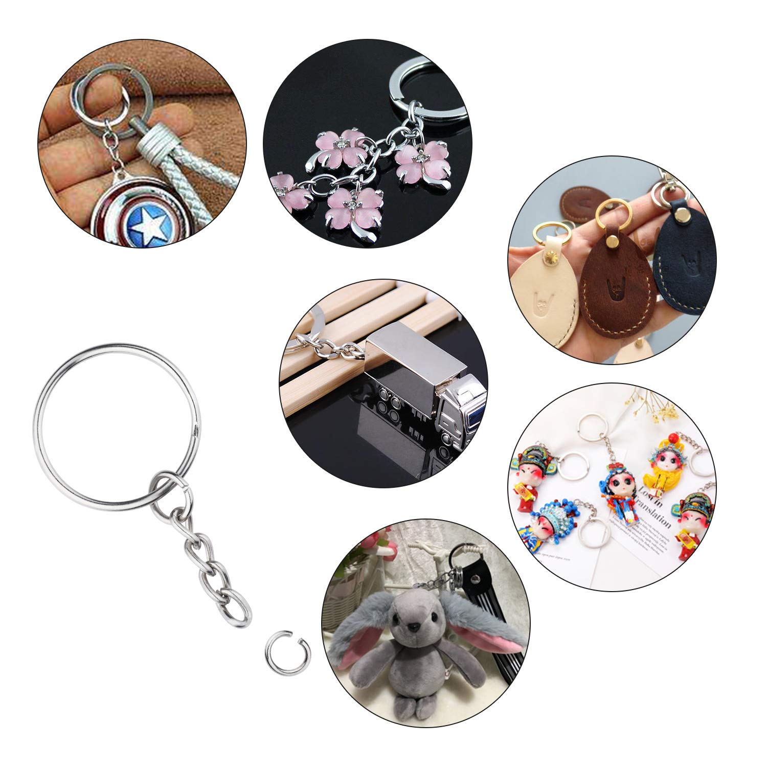 Metal Split Key Rings with Chain - 100pcs 1