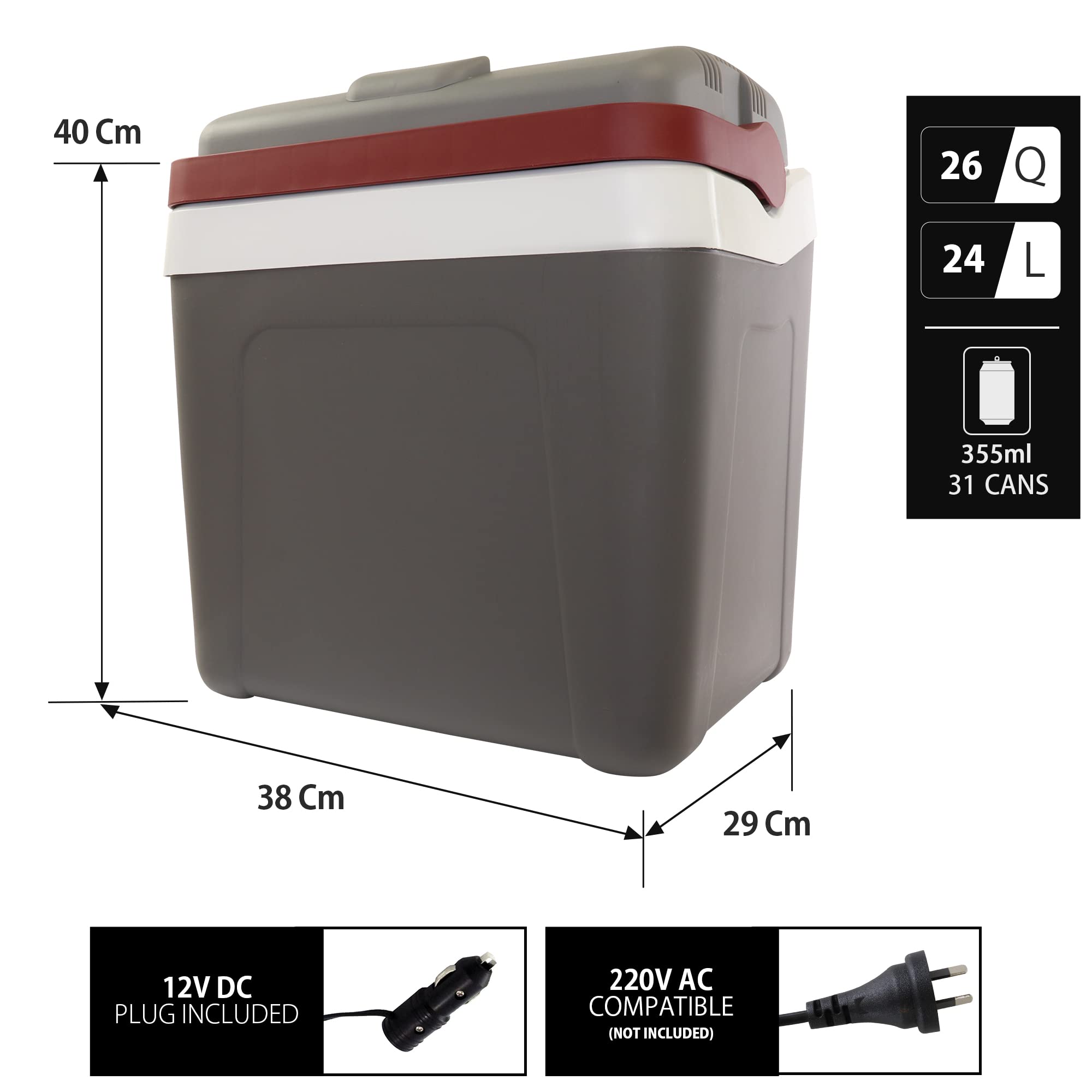 Koolatron 26 qt Portable Electric Cooler - 12V Car Refrigerator for Camping, Travel, Road Trips | Insulated Hard-Sided Cooler for Vehicle, Boat, Truck | No Ice Needed, Keeps Drinks & Food Cold | Perfect for Picnics, Beach Days & Outdoor Adventures