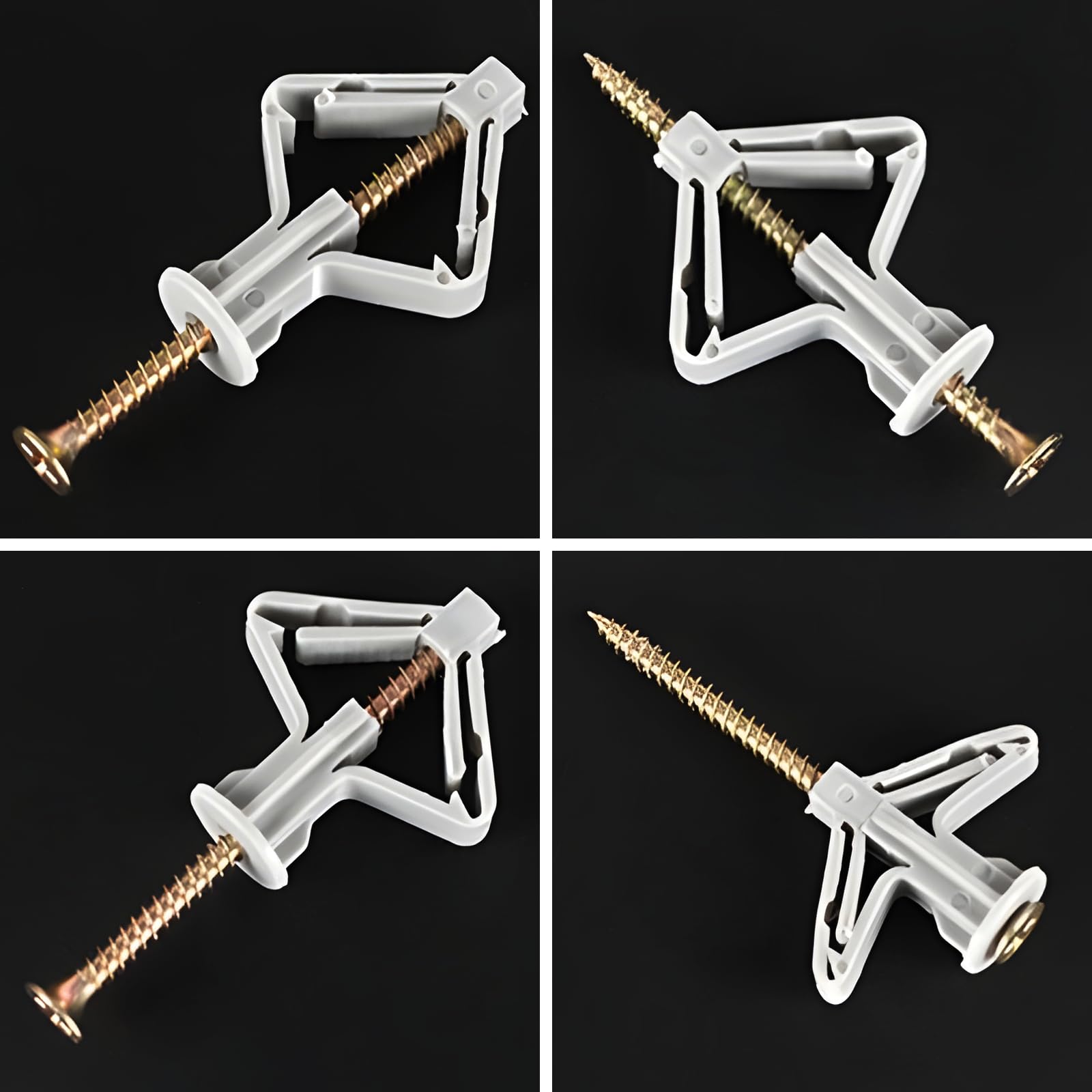 20Pcs Heavy Duty Self-Drilling Drywall Anchors with Screws - Butterfly Expansion Wall Plugs for Hollow Walls - Plastic Anchor Kit for Curtain, Plasterboard & Wall Mounting (Grey) - Perfect for Home Decor, Shelves & Picture Hanging