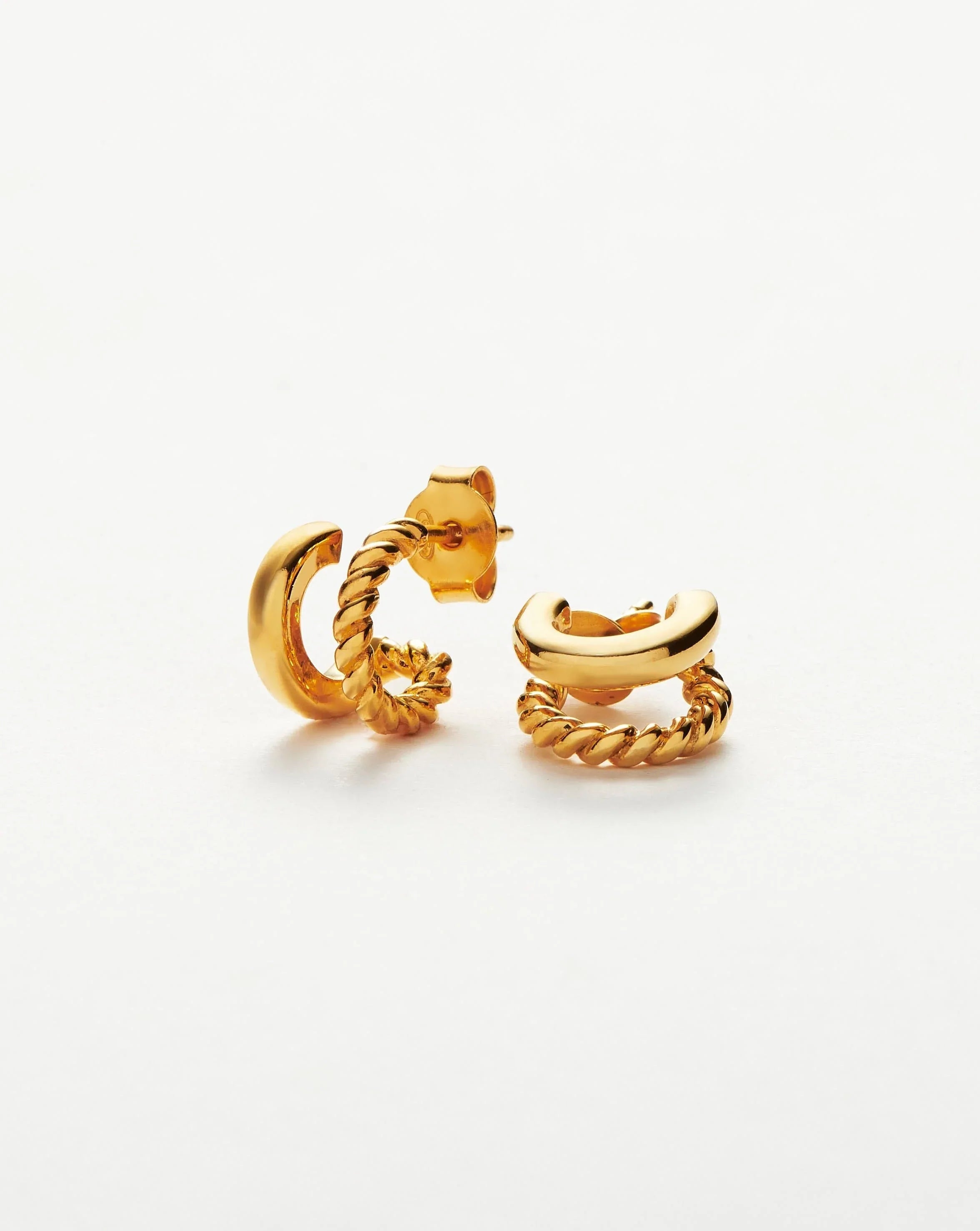 18K Gold Vermeil Radial Double Huggie Earrings – Elegant Hoop Earrings for Women, Perfect for Parties, Weddings & Everyday Wear