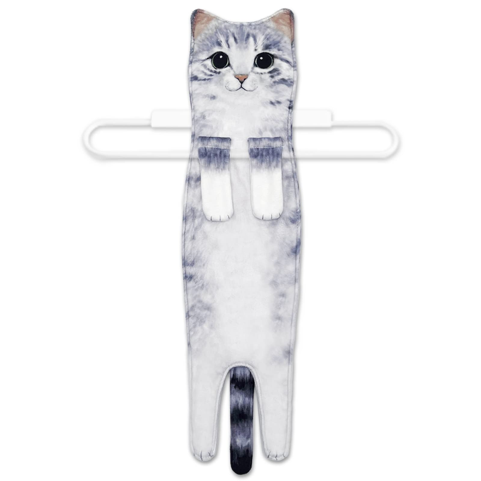 Cute Cat Quick-Dry Hand Towels for Bathroom & Kitchen - Absorbent Hanging Face Towels, Funny Gifts for Cat Lovers (Grey) - Perfect for Bathrooms, Kitchens, and as Decorative Gifts