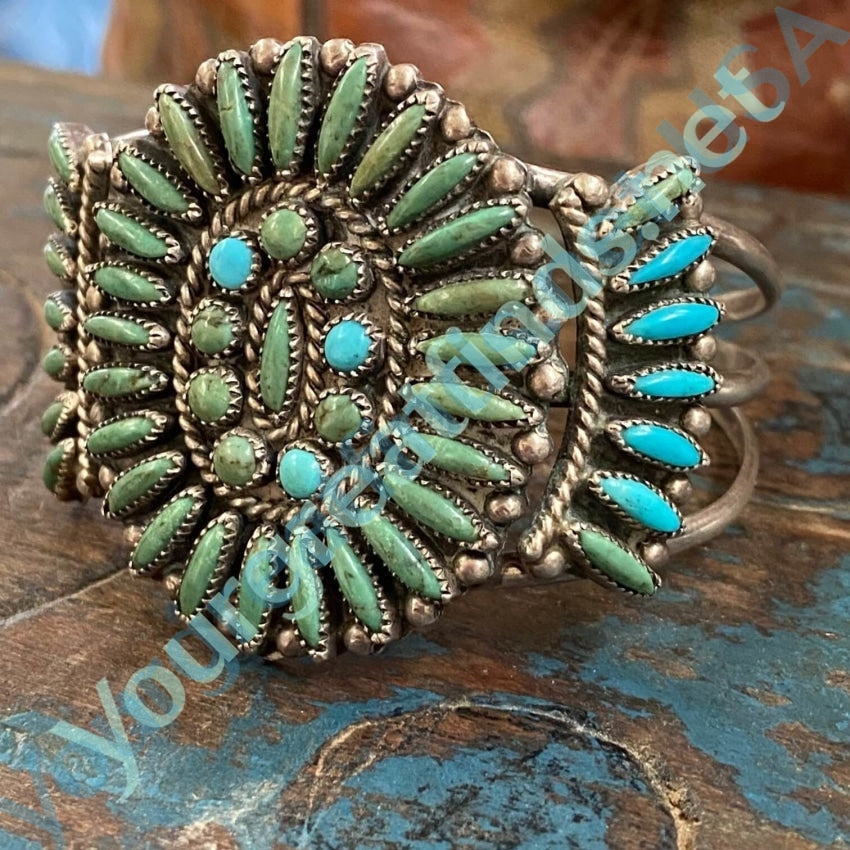 Vintage Mint Green Turquoise Sterling Silver Rosette Bracelet - Handmade Navajo Jewelry for Women - Perfect for Boho, Western & Casual Outfits