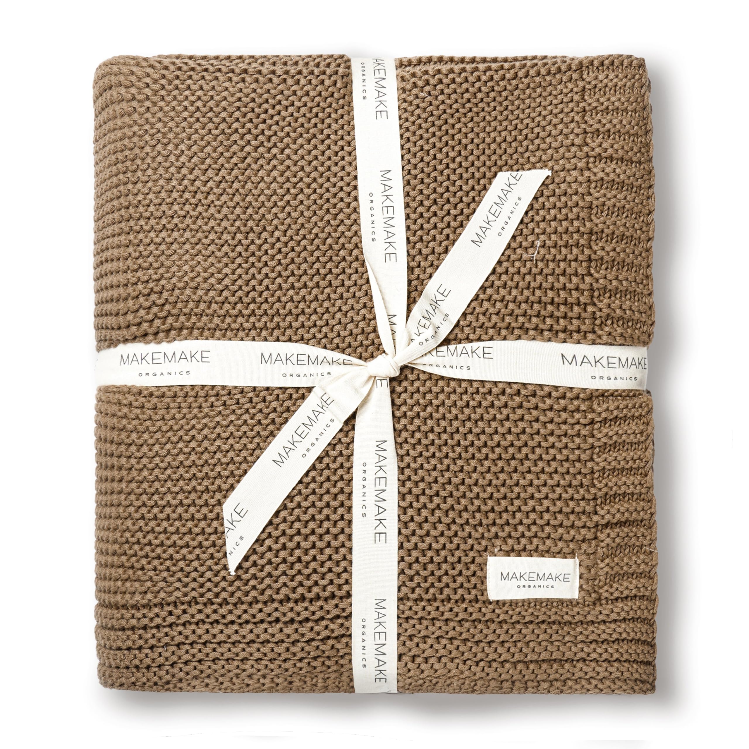 GOTS Certified Organic Cotton Throw Blanket - Soft Knit Blanket for Couch & Bed (50x60 Inches, Brown) | Eco-Friendly Neutral Fall Colors | Perfect for Cozy Evenings, Nursery Decor & Gift Giving