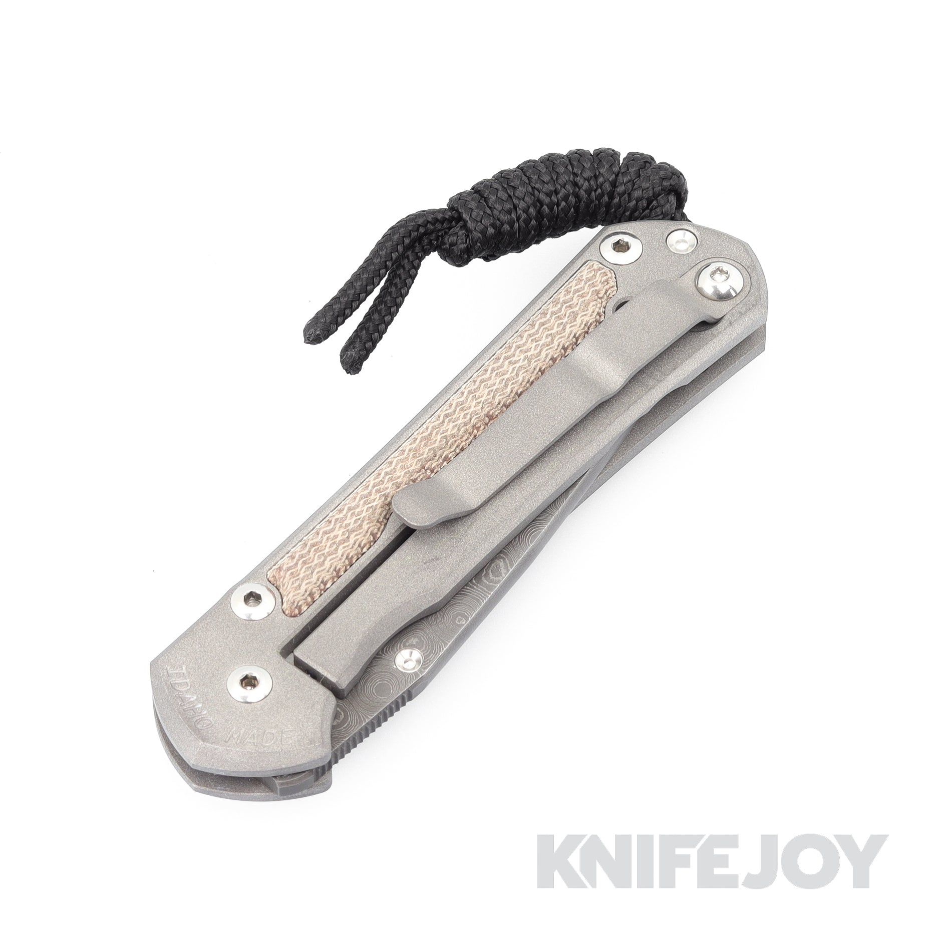 Chris Reeve Knives Small Sebenza 31 LH - Natural Canvas Micarta Inlay Drop Point Raindrop Damascus Folding Knife - EDC, Outdoor, Camping & Survival Gear